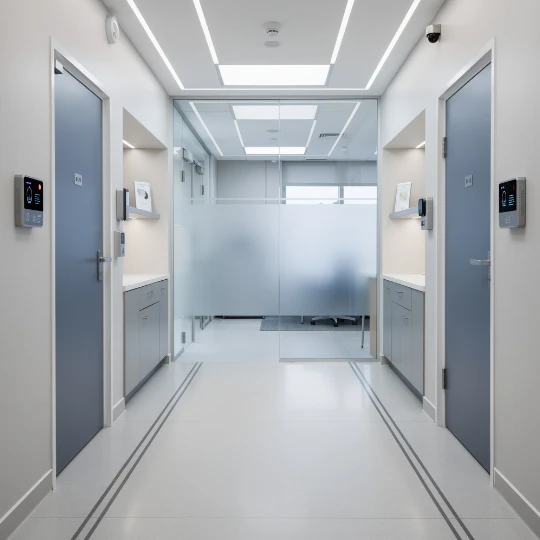 Secure healthcare administrative environment representing controlled information access, compliance, and operational governance.
