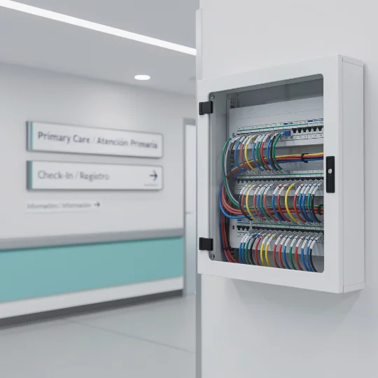 Stucure communication network box in Hospital corridor