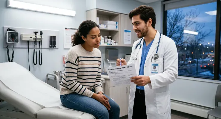 Doctor speaking with patient getting informed consent